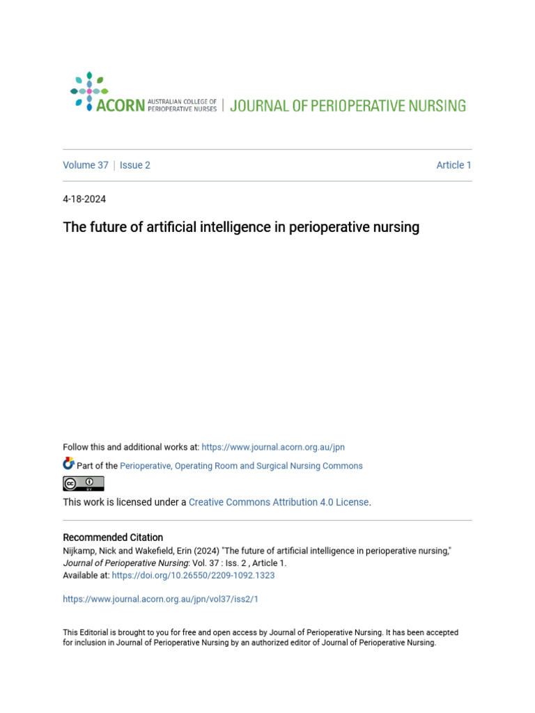 AI's Future in Perioperative Nursing | PDF | Artificial Intelligence ...