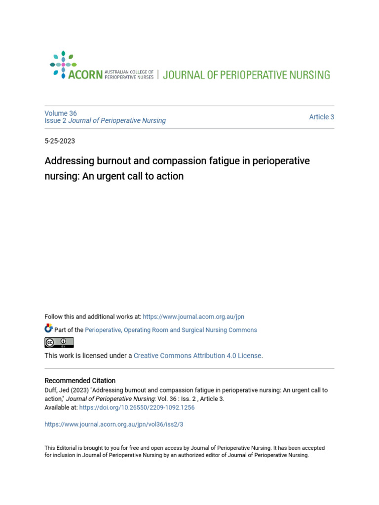 Addressing Burnout and Compassion Fatigue in Perioperative Nursing - An ...