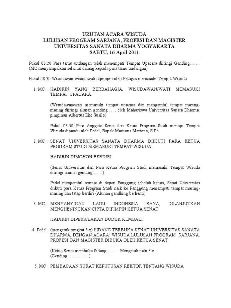 Master Urutan Acara Wisuda | PDF