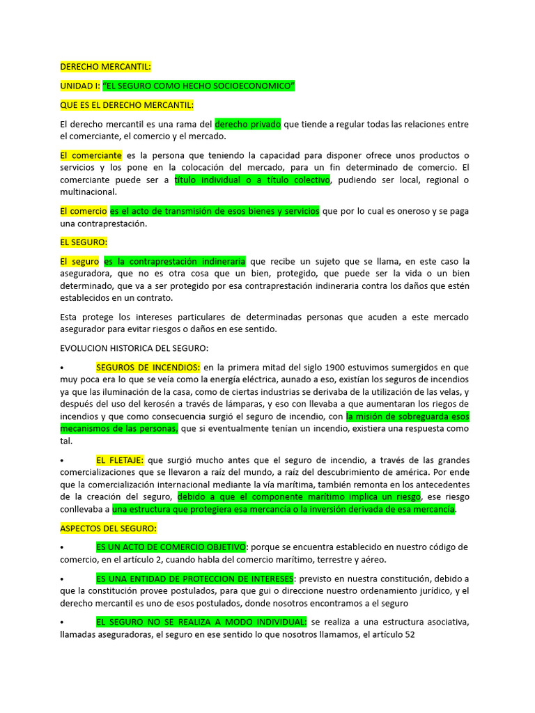 Derecho Mercantil | PDF | Póliza de seguros | Seguro