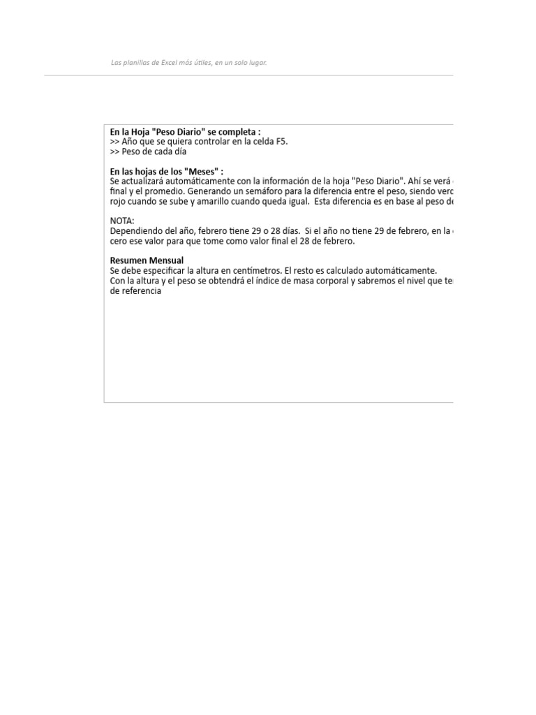 Planilla de excel control de peso diario pdf office suites para
