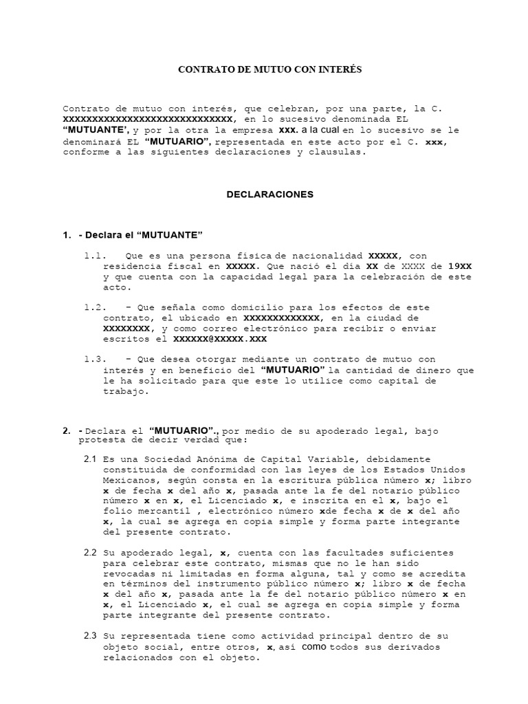 Contrato de Mutuo con Interés 2023 | PDF | Derecho