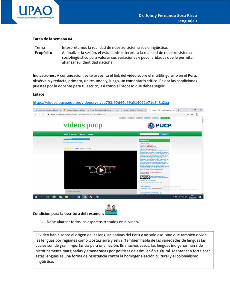 Tarea Multilinguistico 04 | Descargar gratis PDF | Perú | Lingüística