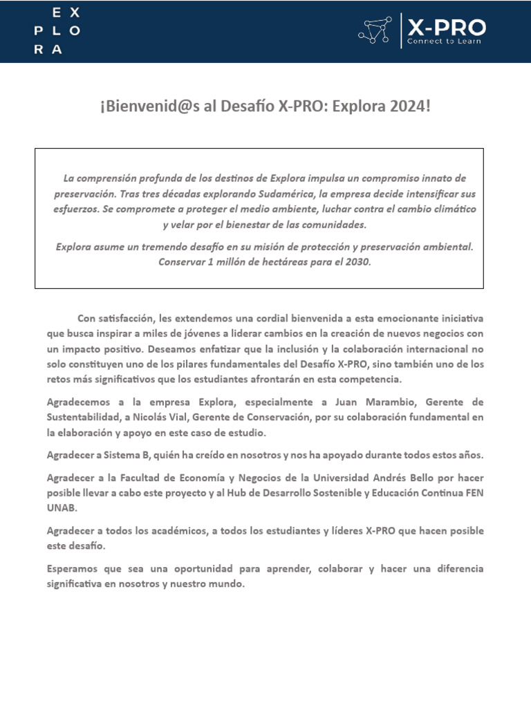 Desafio X-PRO Explora 2024 | PDF | Sustentabilidad | Business