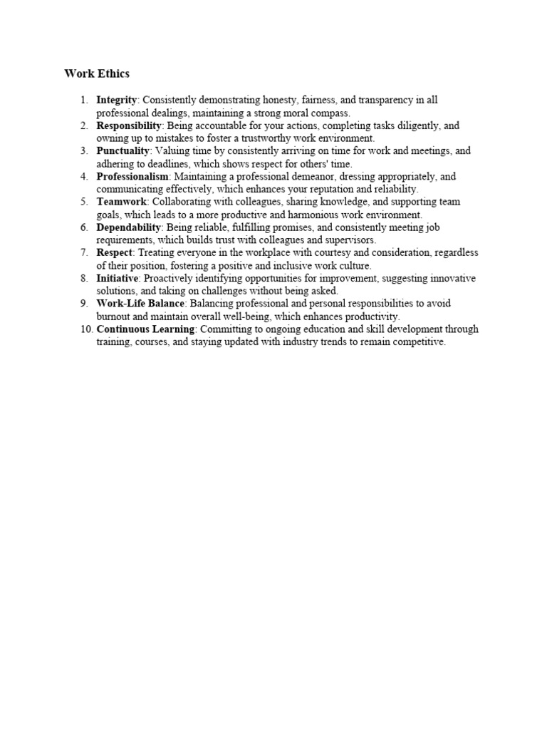 Work ethics pdf