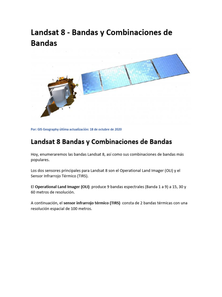 Bandas y Combinaciones de Landsat 8 | PDF | Color | Infrarrojo
