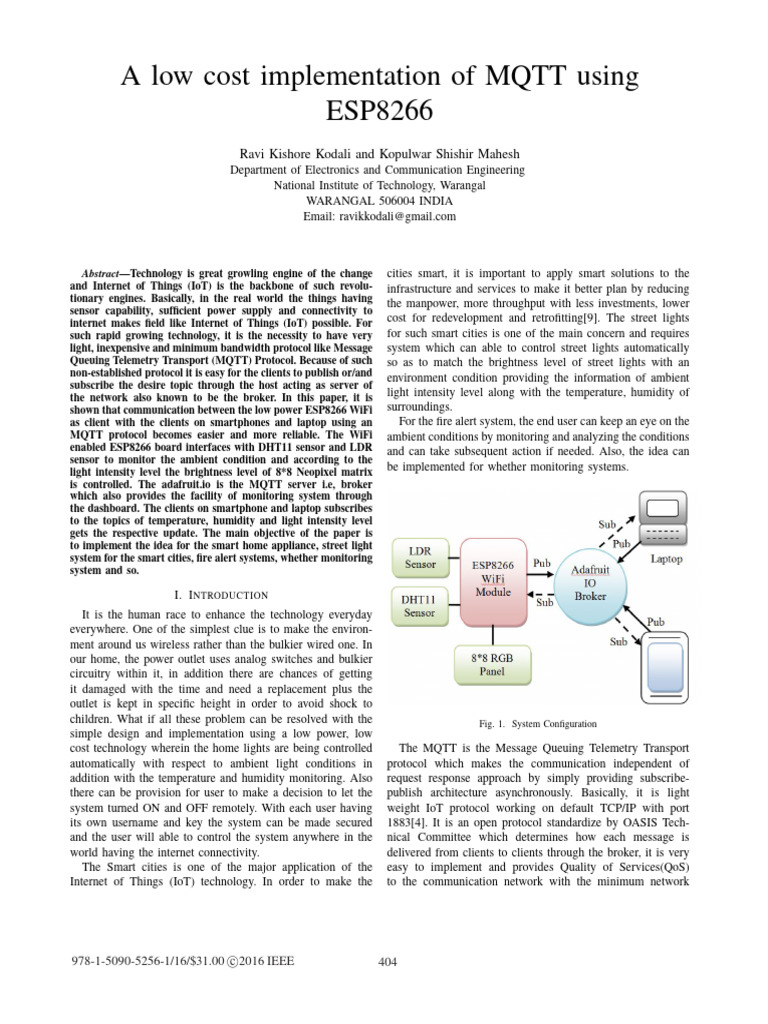 MQTT Implementation with ESP8266 | PDF | Internet Of Things | Computing
