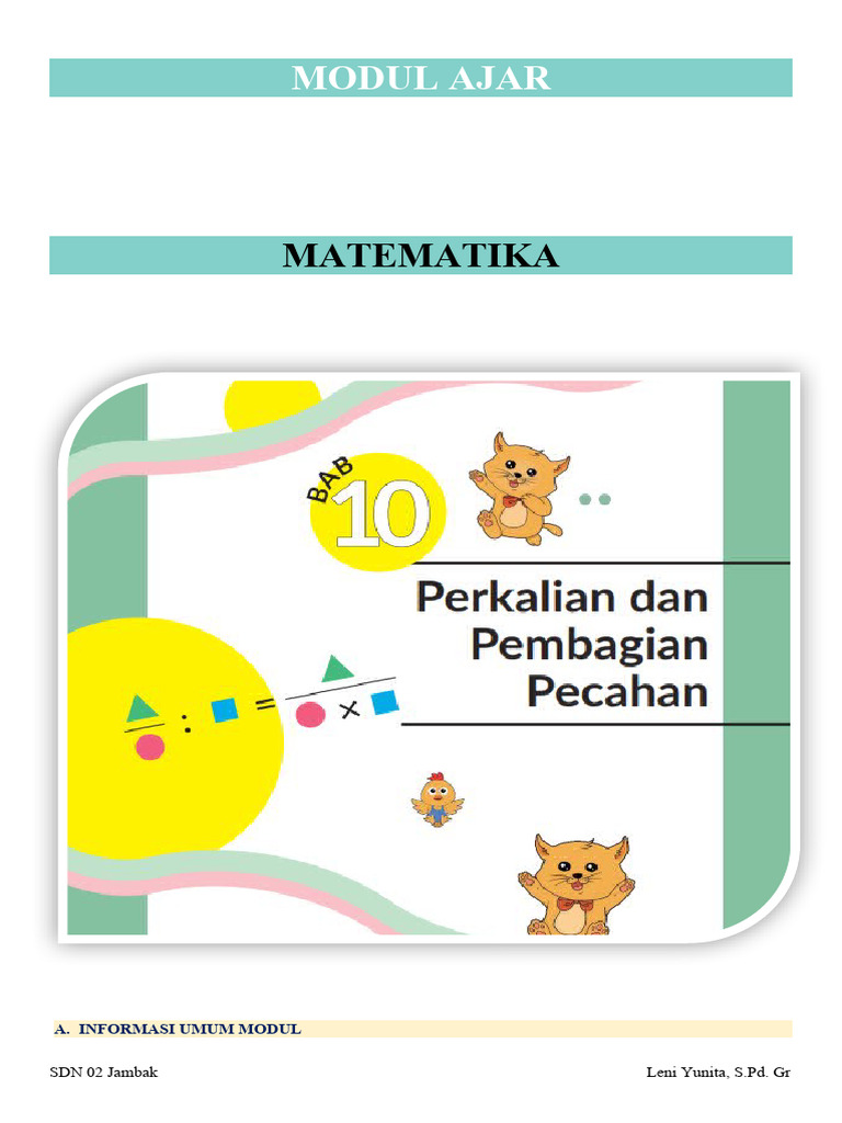Modul Ajar Matematika Kelas V SD | PDF