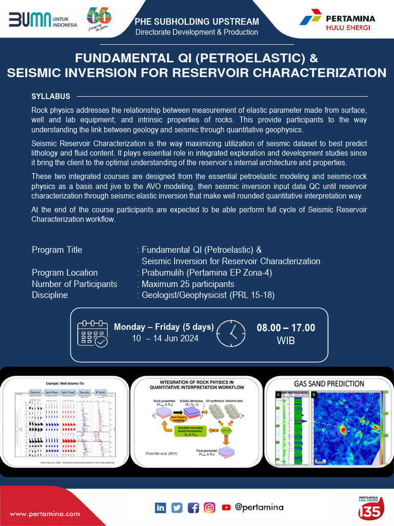 Seismic Inversion & Reservoir Course | PDF | Geophysics | Seismology