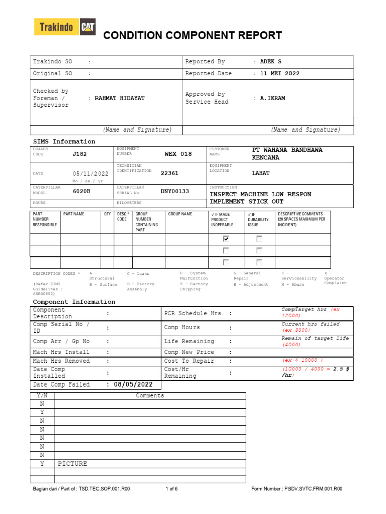 Condition Component Report Overview | PDF | Technology & Engineering
