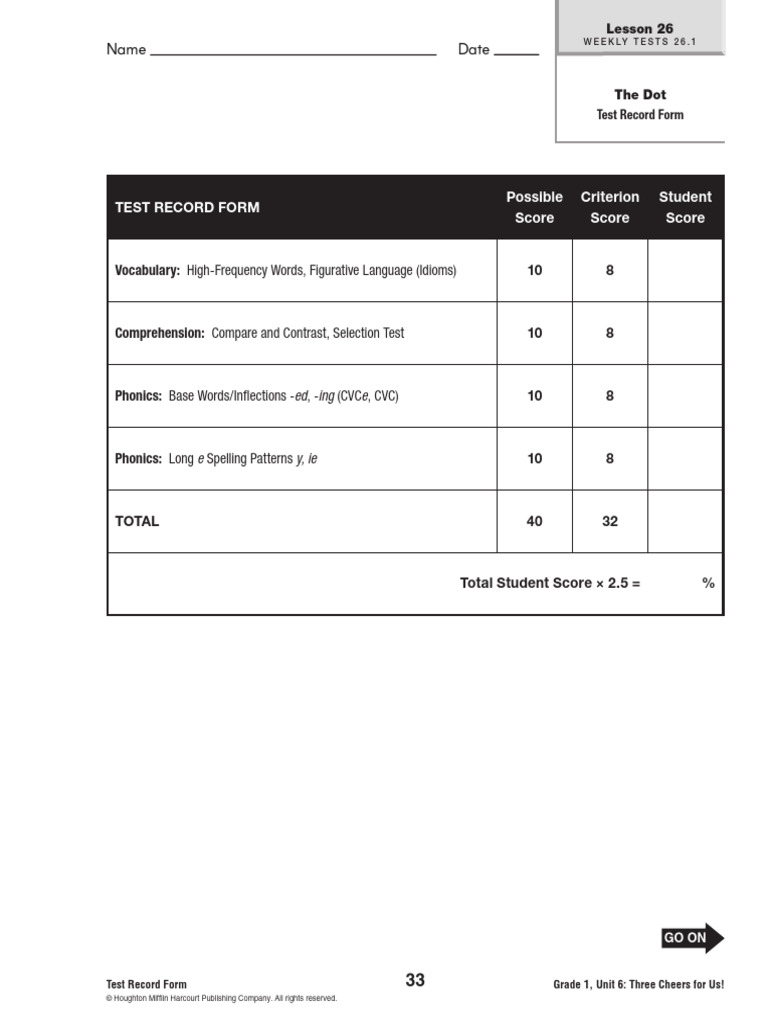 Grade 1 Lesson 26: The Dot Test | PDF | Phonics | Reading (Process)