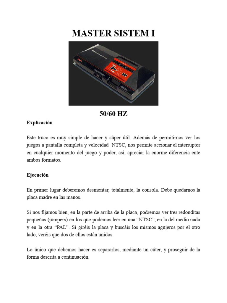 Modificaciones para Master System 50/60Hz | PDF | Diodo emisor de luz ...