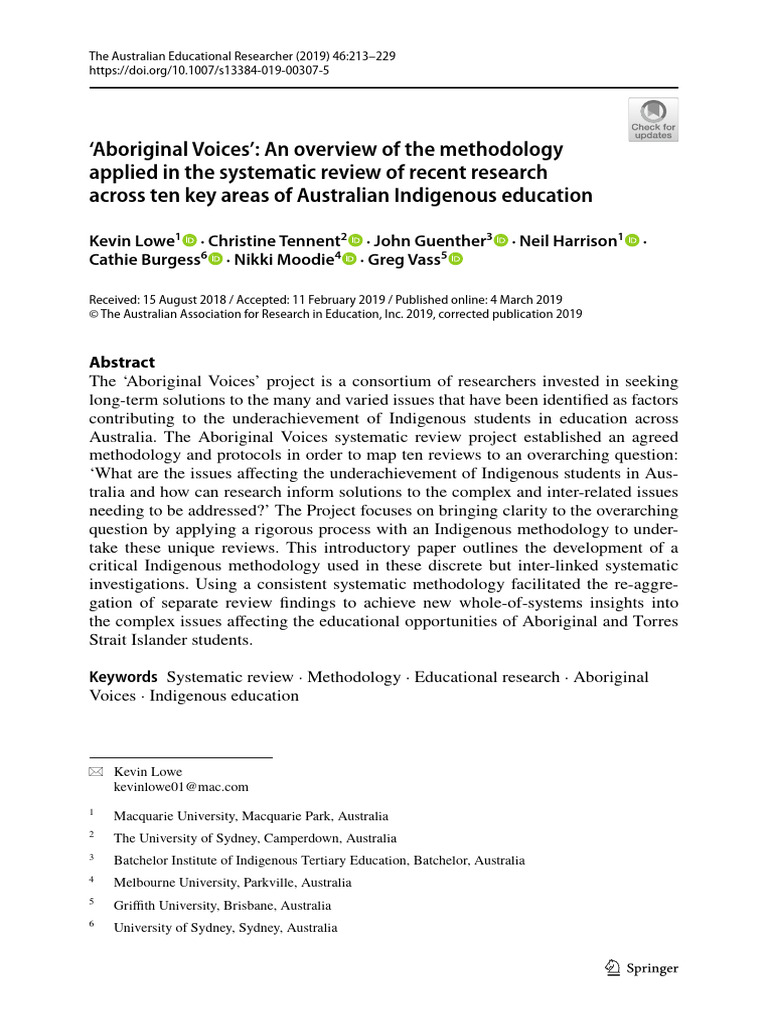 Aboriginal Voices Pdf Systematic Review Indigenous Australians