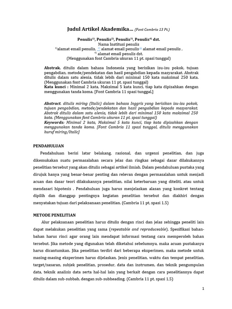 Template Penulisan Jurnal Akademika 2021 | PDF