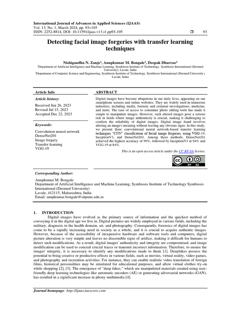 Detecting Facial Image Forgeries with CNN | PDF | Applied Mathematics ...