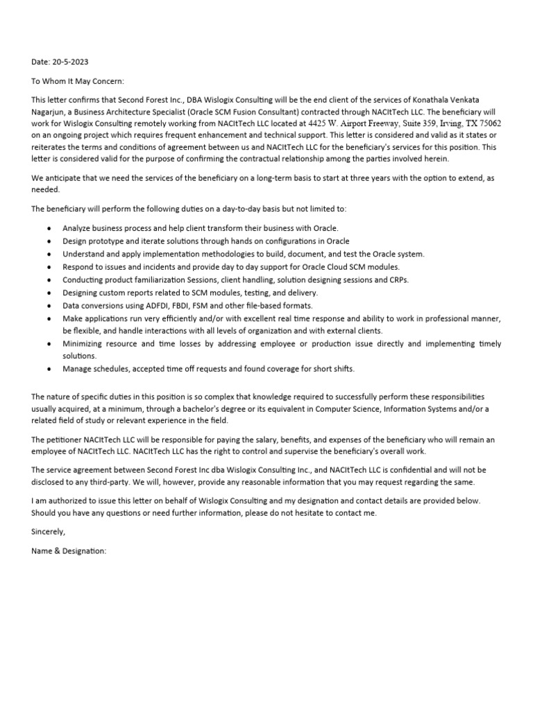 Client Letter Template Pdf Oracle Corporation Information