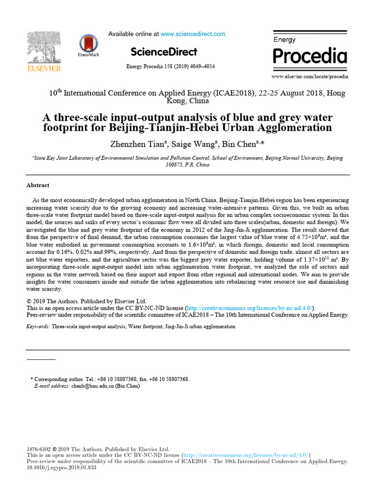 A Three Scale Input Output Analysis of Blue and Grey Water Footprint ...