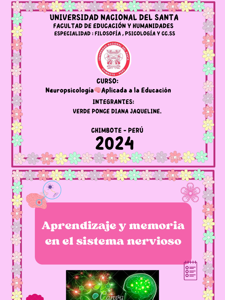 Aprendizaje y Memoria en El Sistema Nervioso | PDF | Neurona | Aprendizaje