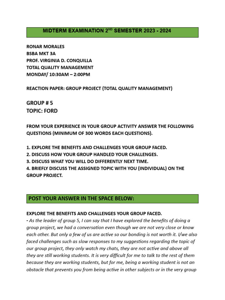 Ford Group Project Challenges & Insights | PDF | Ford Motor Company ...