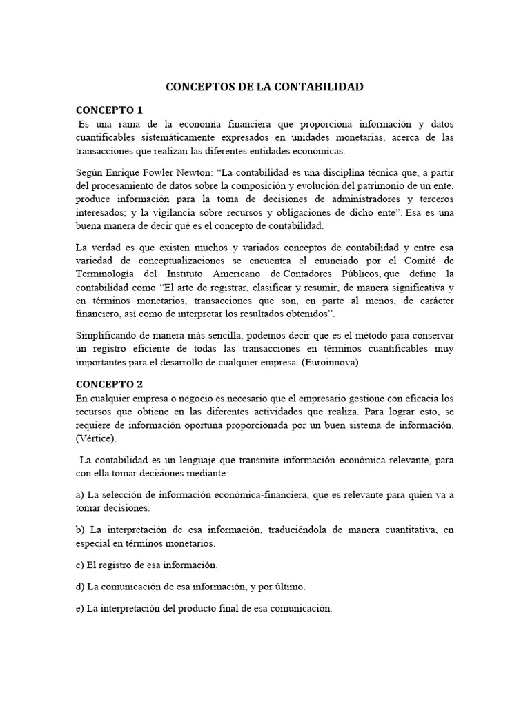 Conceptos de La Contabilidad | PDF | Contabilidad | Información