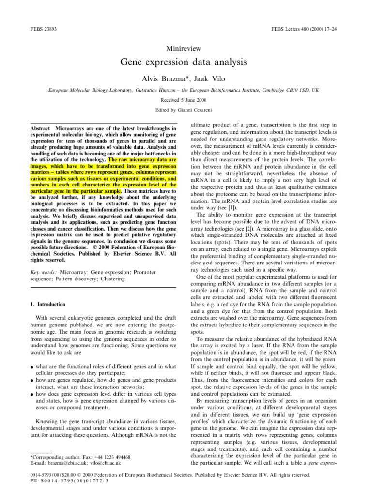 Gene Expression Data Analysis Methods | PDF | Dna Microarray | Gene ...
