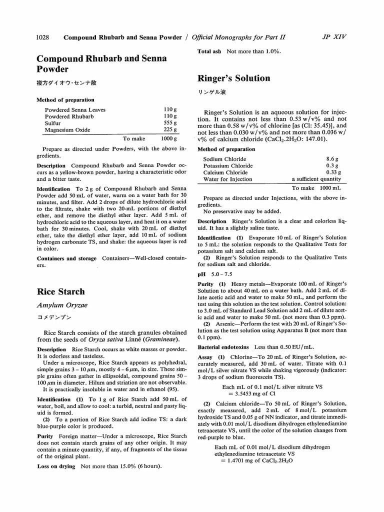 Ringer's Solution | PDF