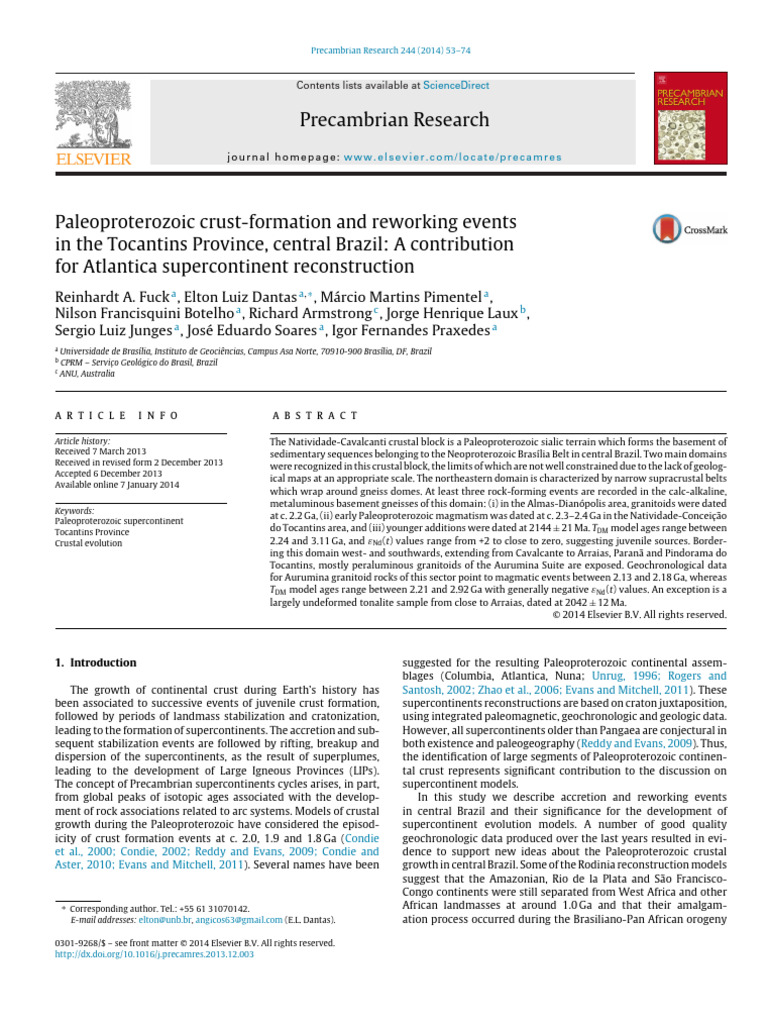 Paleoproterozoic Crust Formation in Brazil | PDF | Granite | Rocks
