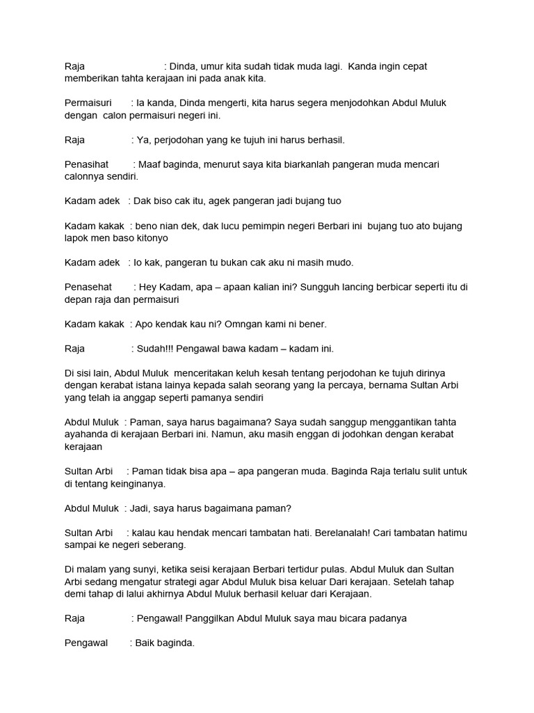 Perjodohan Abdul Muluk di Kerajaan Berbari | PDF | Puisi