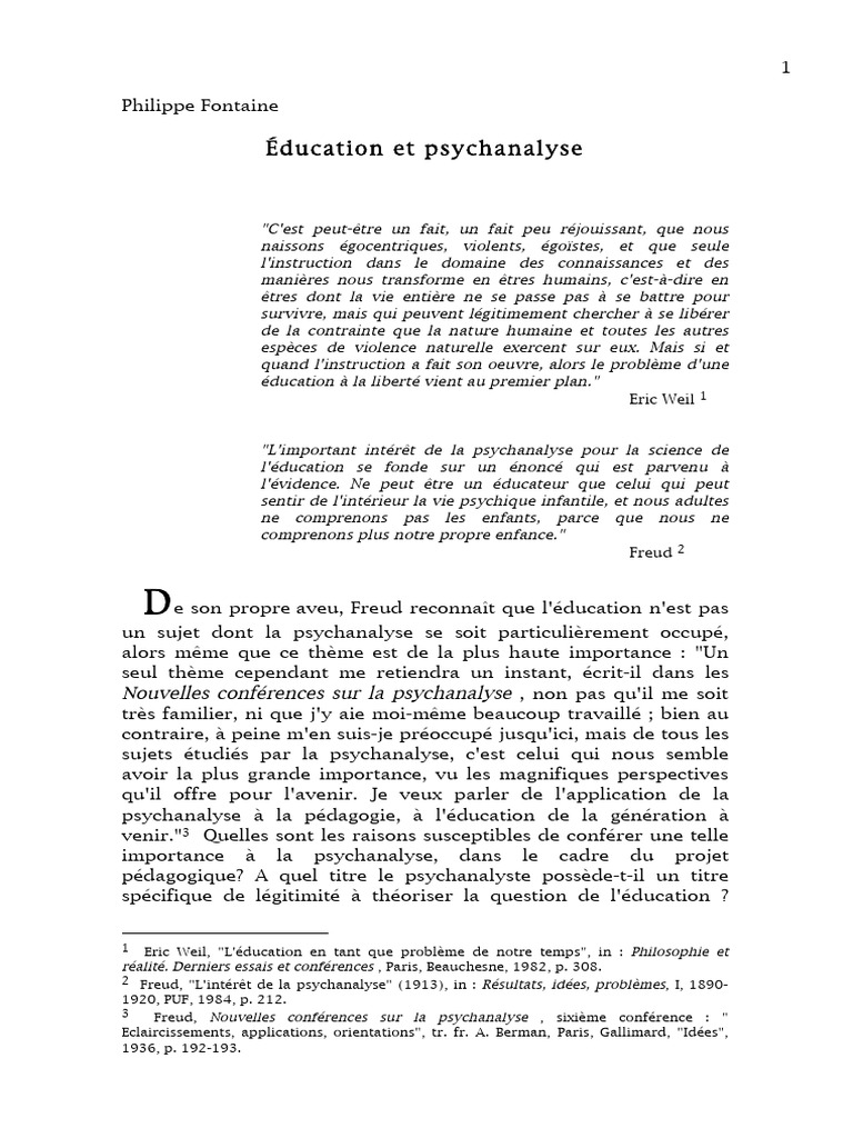 Éducation et psychanalyse selon Freud | PDF | Psychanalyse | Sigmund Freud