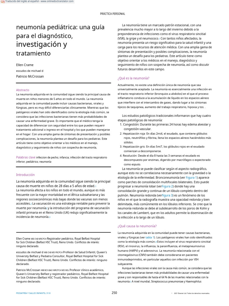 Neumonía Pediátrica Una Guía Pdf Neumonía Septicemia