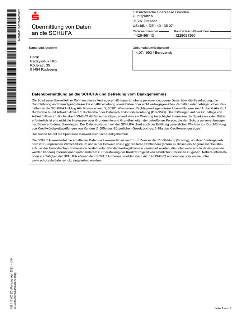 Ihre Unterlagen Vom 14 09 2022 09 19 Uebermittlung Von Daten An Die ...