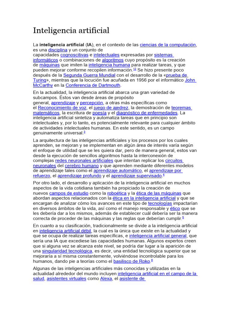 Evolución y Aplicaciones de la IA | PDF | Inteligencia artificial ...