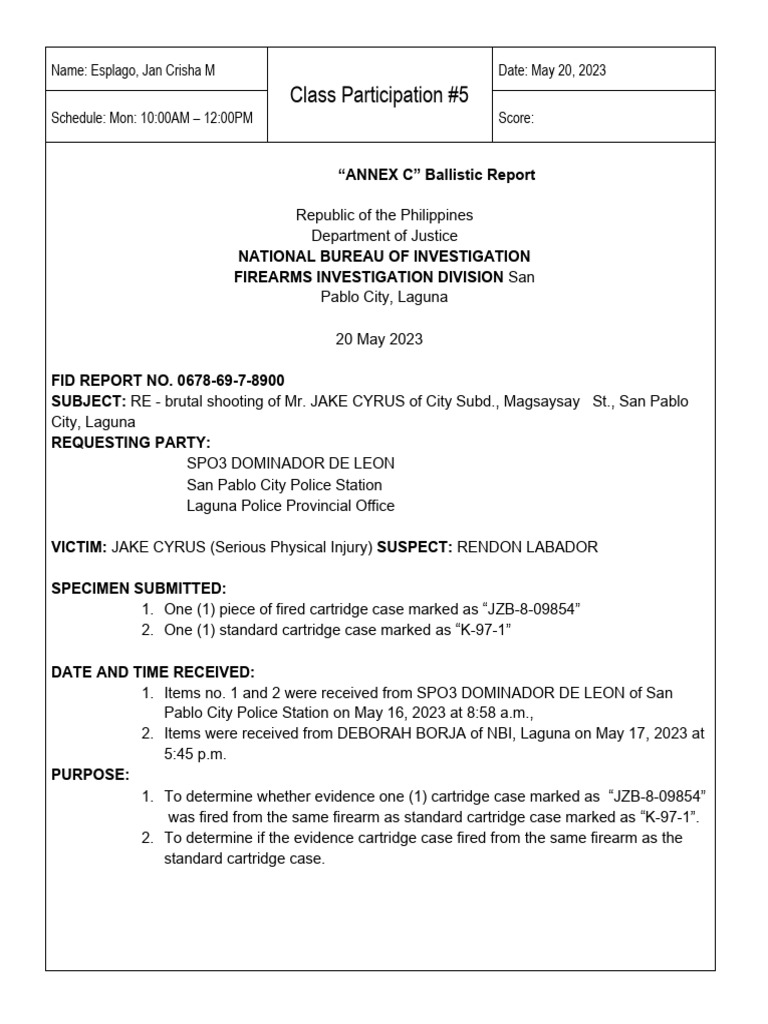 Ballistic Report on Shooting Incidents | PDF | Firearms | Projectile ...