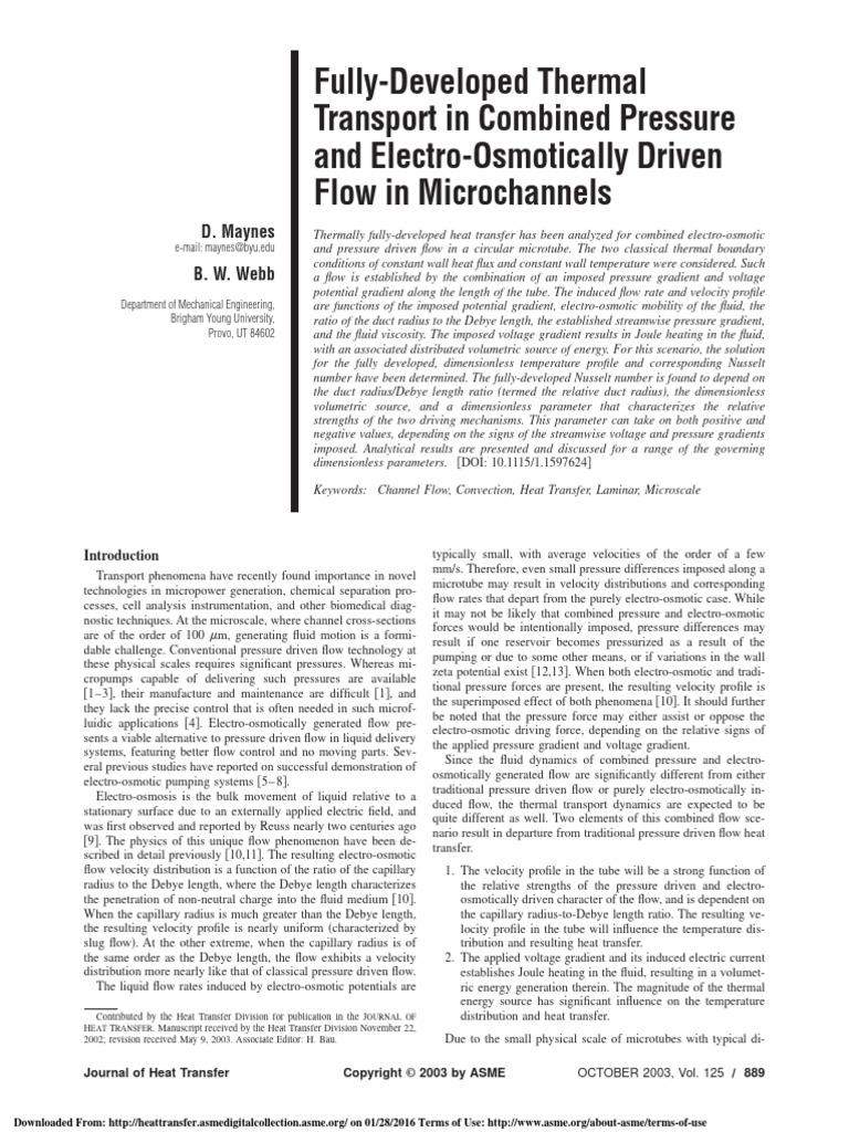 5 Fully-Developed Thermal Transport in Combined Pressure and Electro ...