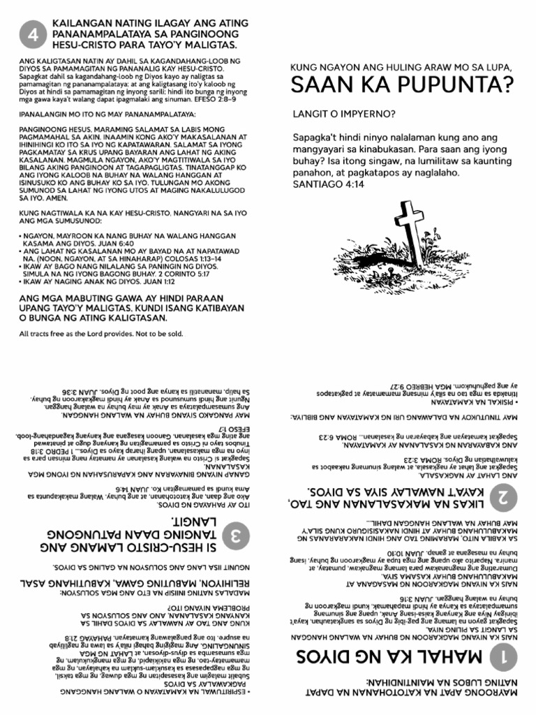 Printable Tagalog Last Day Gospel Tract Black and White | PDF
