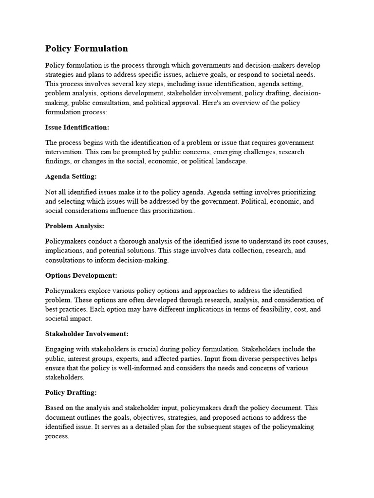 Policy Formulation - 010519 | PDF | Policy | Evaluation