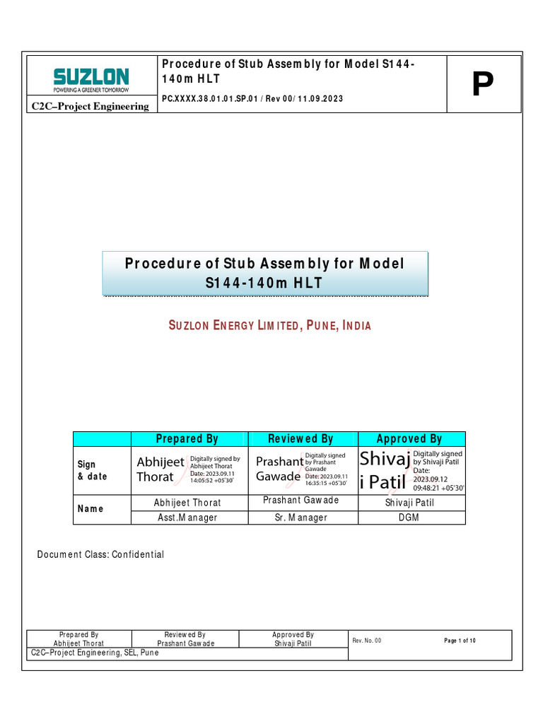 Stub Assembly Procedure for S144-140m HLT | PDF | Crane (Machine ...