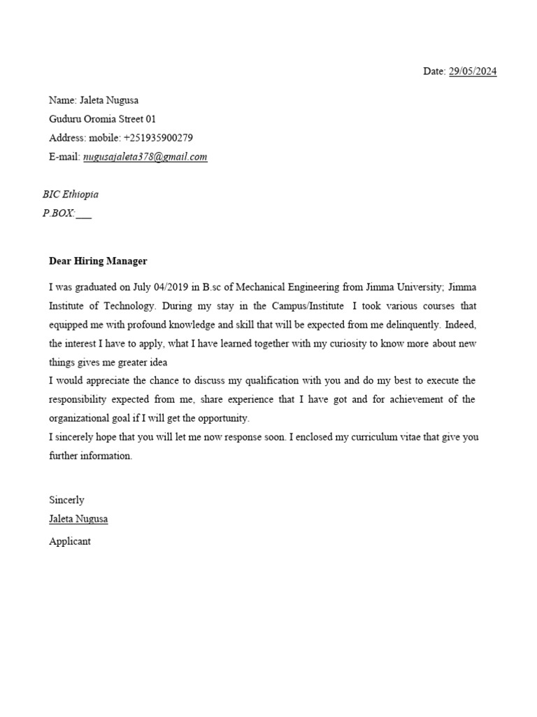 BIC Appl Letter | PDF | Mechanical Engineering | Academic Degree