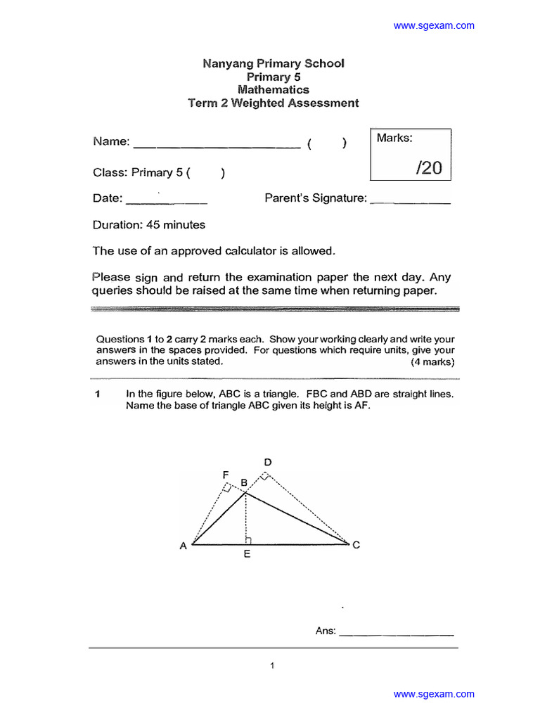Moe P5 Maths Syllabus