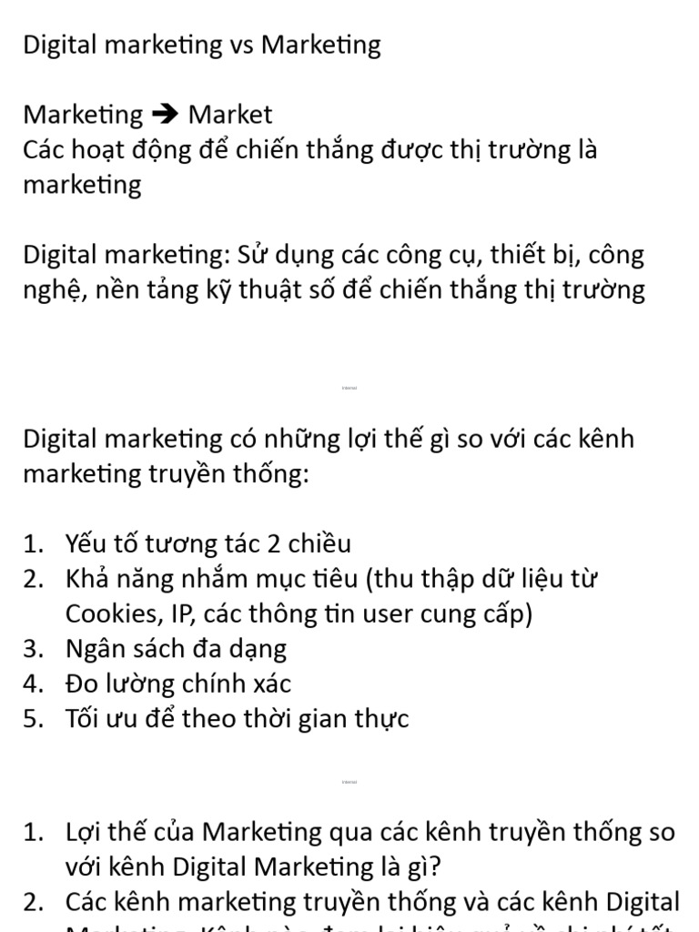 Marketing Foundation - Digital Overview - Note | PDF