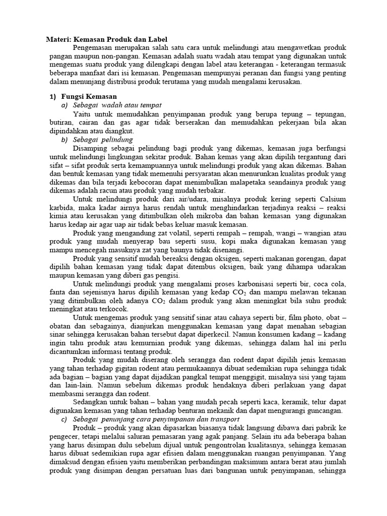 Kemasan Produk Dan Label Pdf