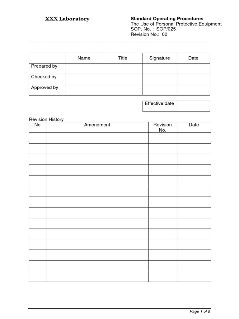 PPE Use SOP for Laboratory Safety | PDF | Personal Protective Equipment ...
