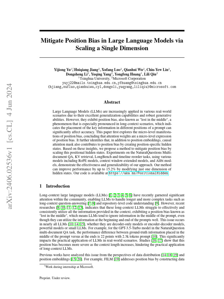 Mitigate Position Bias in Large Language Models Via Scaling A Single ...