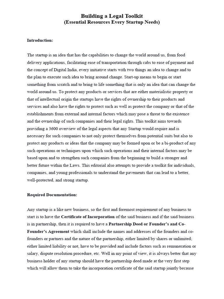 Building A Legal Toolkit Pdf Non Disclosure Agreement Partnership