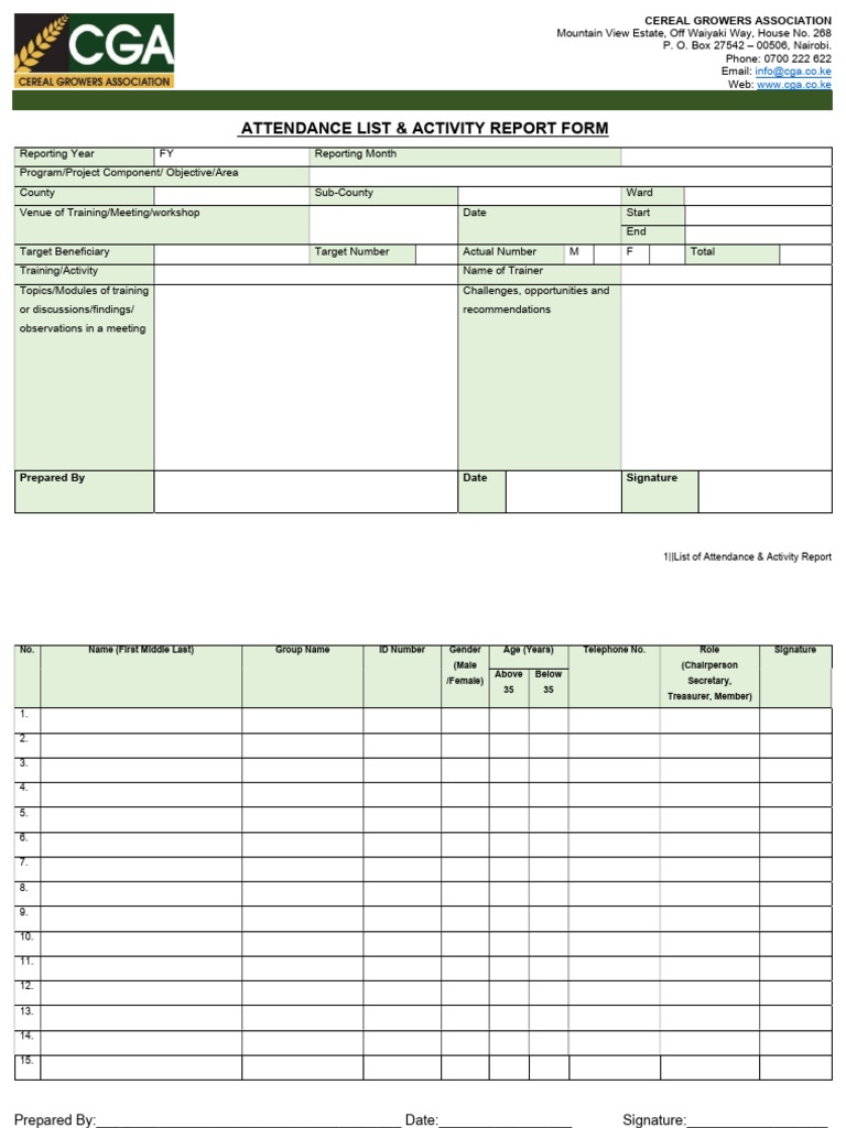 Attendance & Activity Report Form | PDF | Telecommunications | Telephony