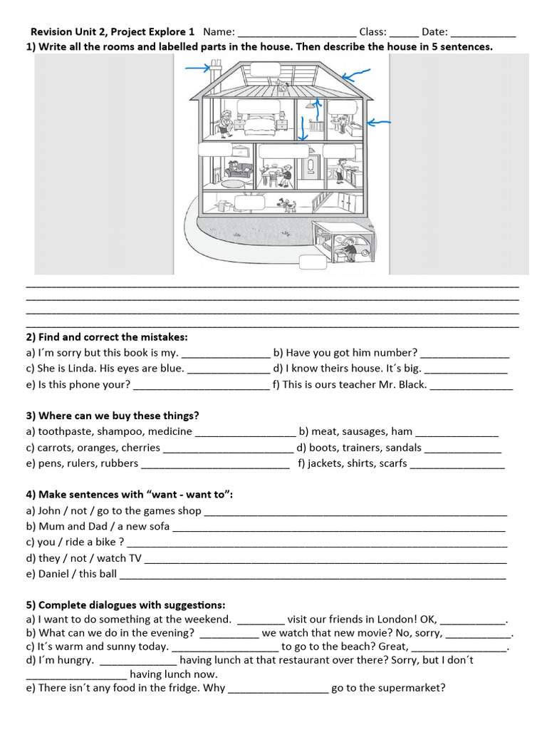 Project Explore 1 Unit 2 Revision Test | PDF