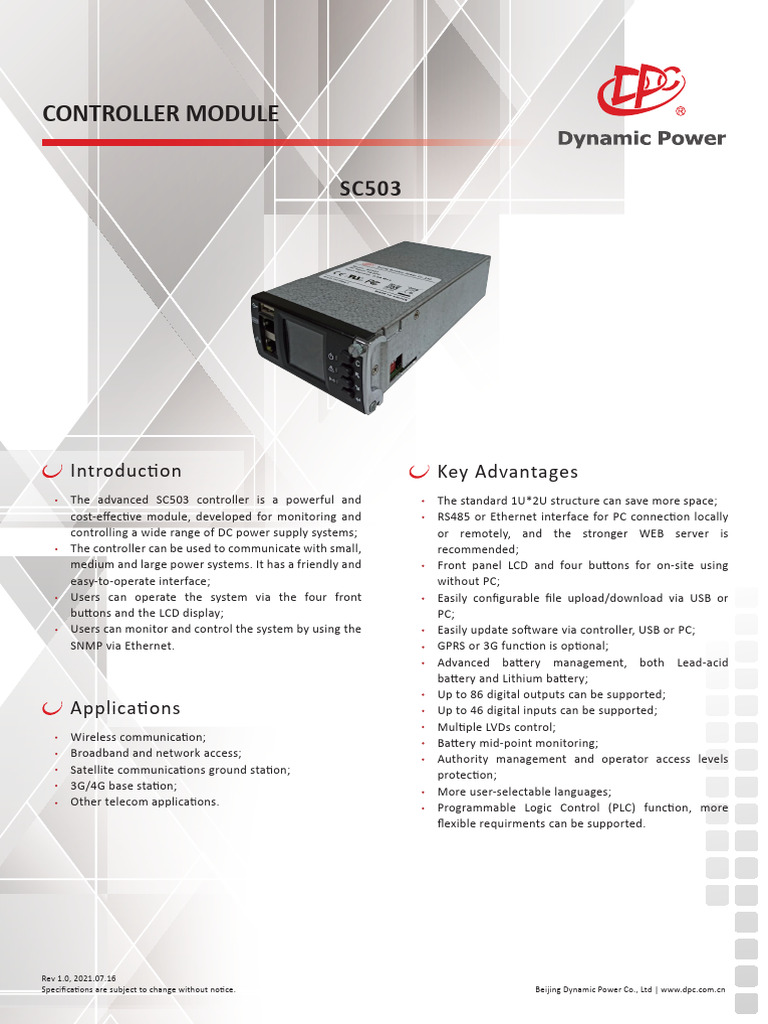 SC503 Controller Module Overview | PDF | Programmable Logic Controller ...
