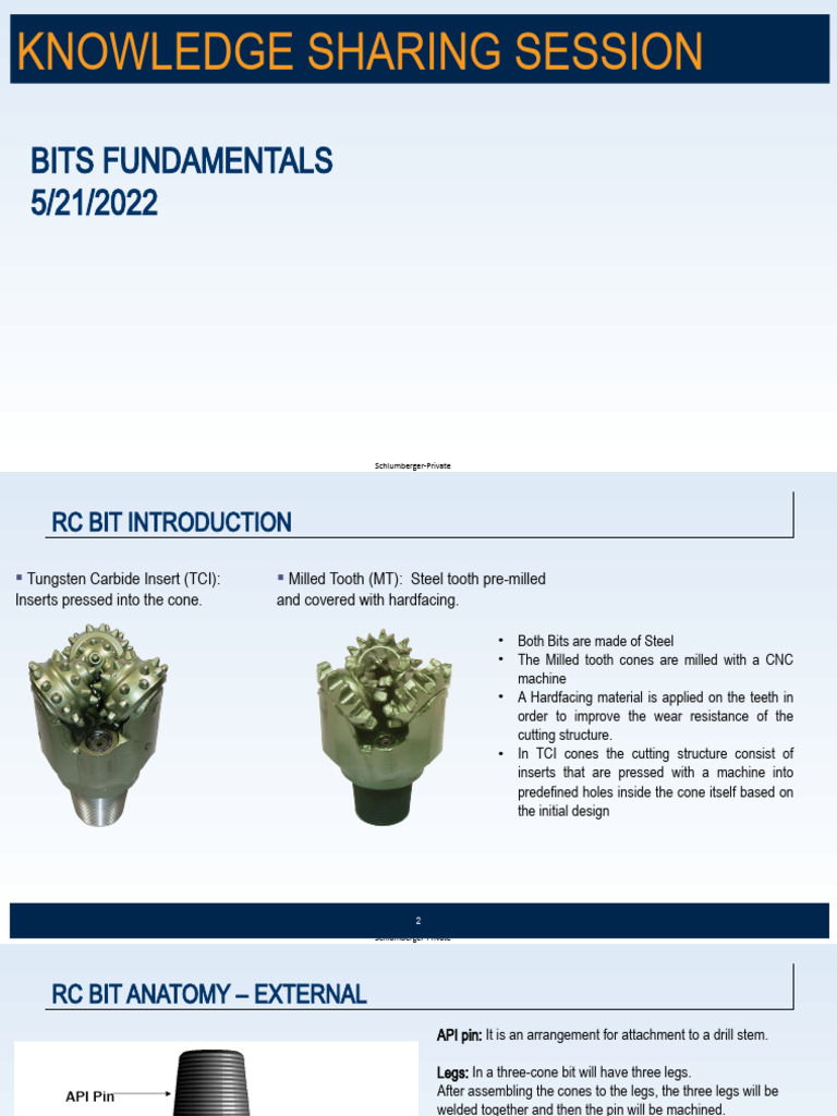 RC Bit Design and Anatomy Overview | PDF | Bearing (Mechanical) | Wear