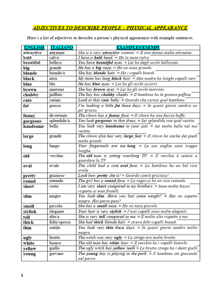 Adjectives To Describe People | PDF