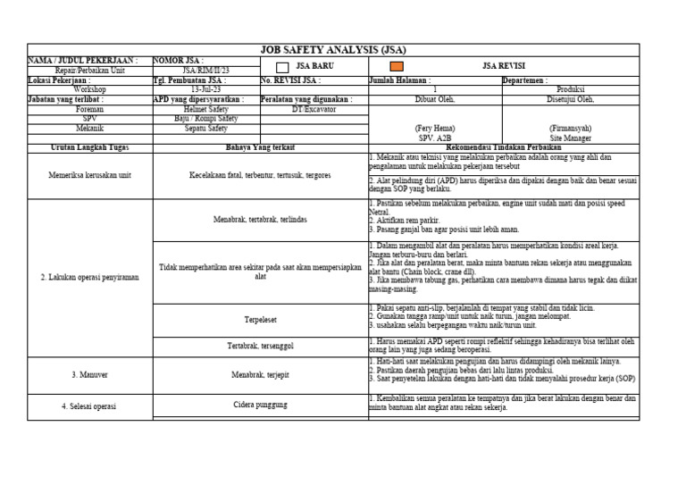 Analisis Keselamatan Kerja Alat Berat | PDF